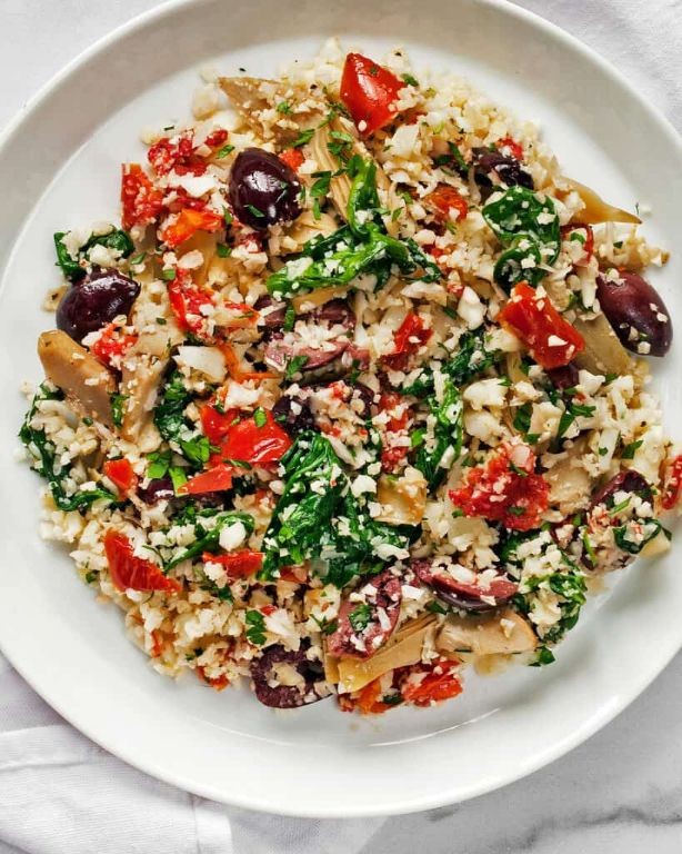 Mediterranean Cauliflower Rice with Artichokes