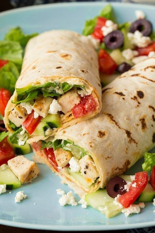 Mediterranean Chicken and Hummus Wrap