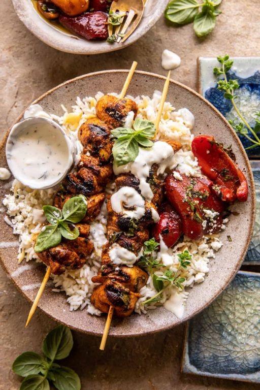 Mediterranean Chicken and Rice Bowl with Tzatziki