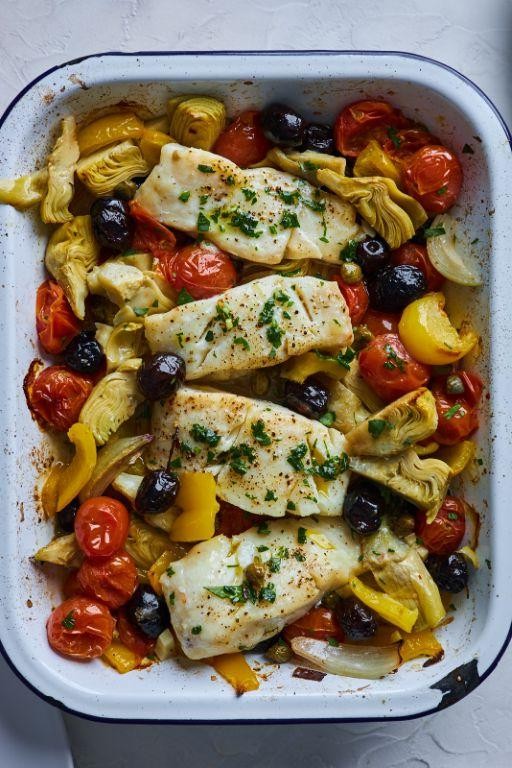 Mediterranean Cod with Roasted Garlic and Rosemary