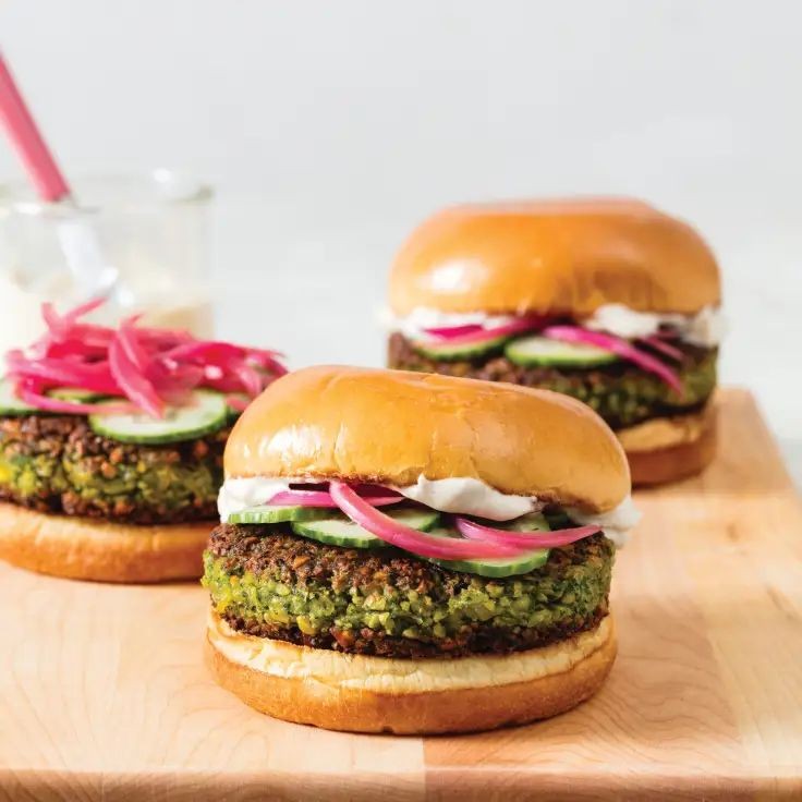 Mediterranean Falafel Burgers with Tahini Dressing
