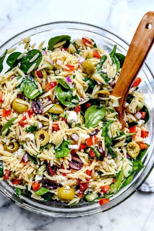 Mediterranean Orzo Rice Salad with Olives