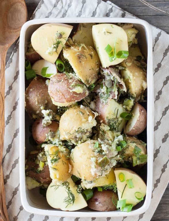 Mediterranean Potato Salad with Lemon-Tahini Dressing