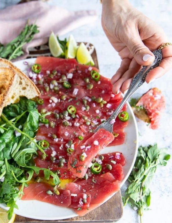 Mediterranean Tuna Carpaccio with Capers