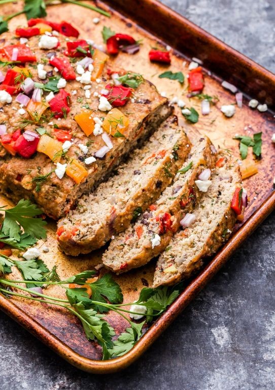 Mediterranean Turkey Meatloaf with Olives and Feta
