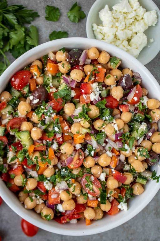 Mediterranean canned chickpea salad