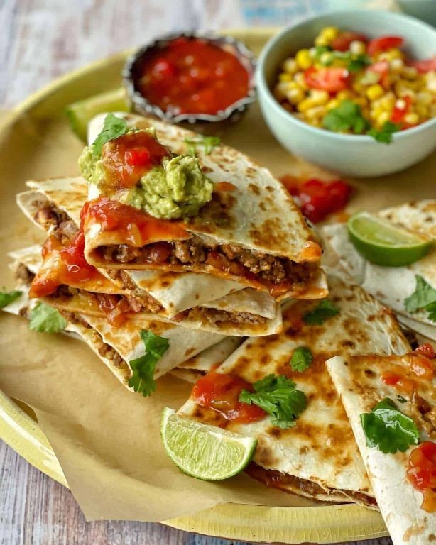 Mexican Beef Quesadillas with Avocado Salsa