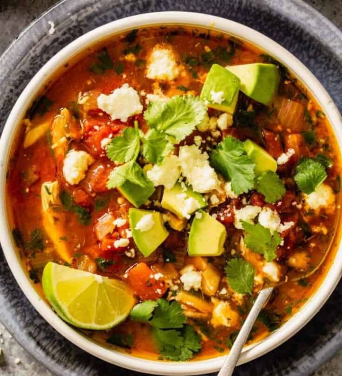 Mexican Chicken Thigh Soup with Lime and Cilantro