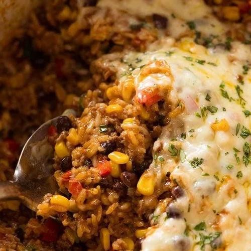 Mexican Hamburger and Rice Bake