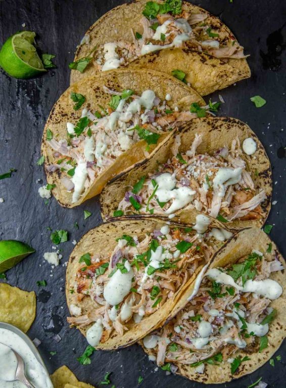 Mexican-Style Chicken Back Tacos with Avocado Crema