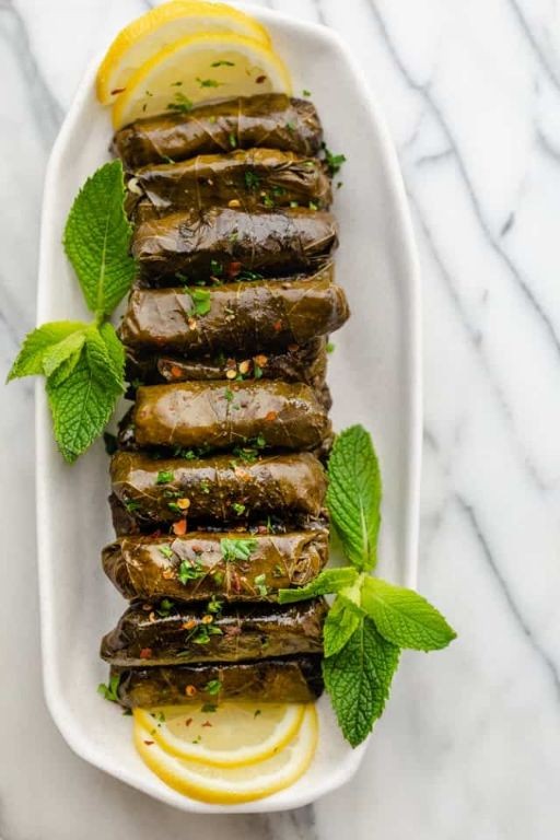 Middle Eastern Beef Stuffed Grape Leaves