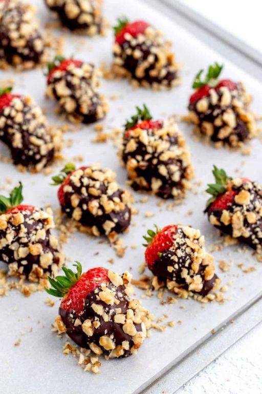 Milk Chocolate Strawberries with Crushed Nuts