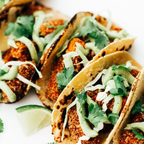 Mini Potato Tacos with Avocado Crema
