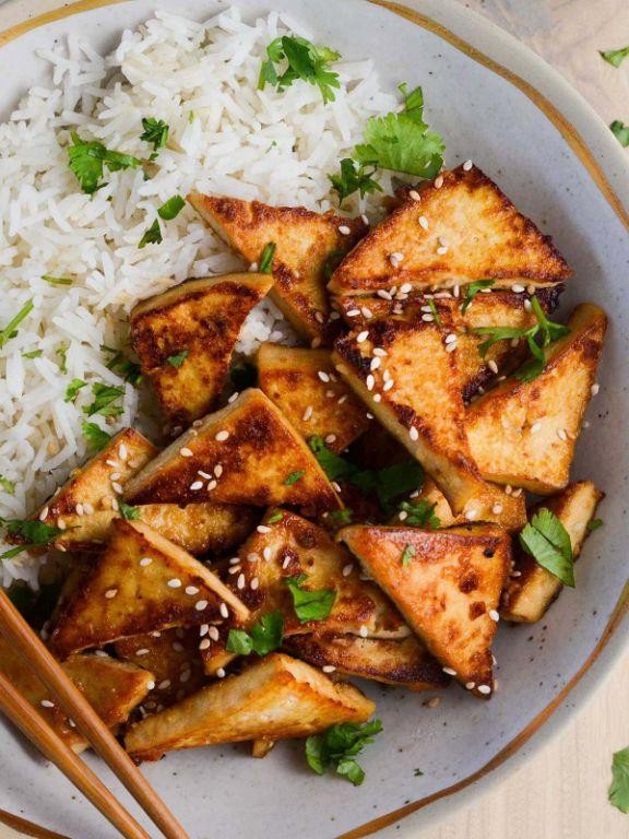 Miso-Glazed Tofu with Brown Rice