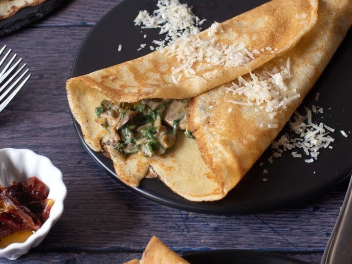 Mushroom Dosa (Stuffed Crepes)