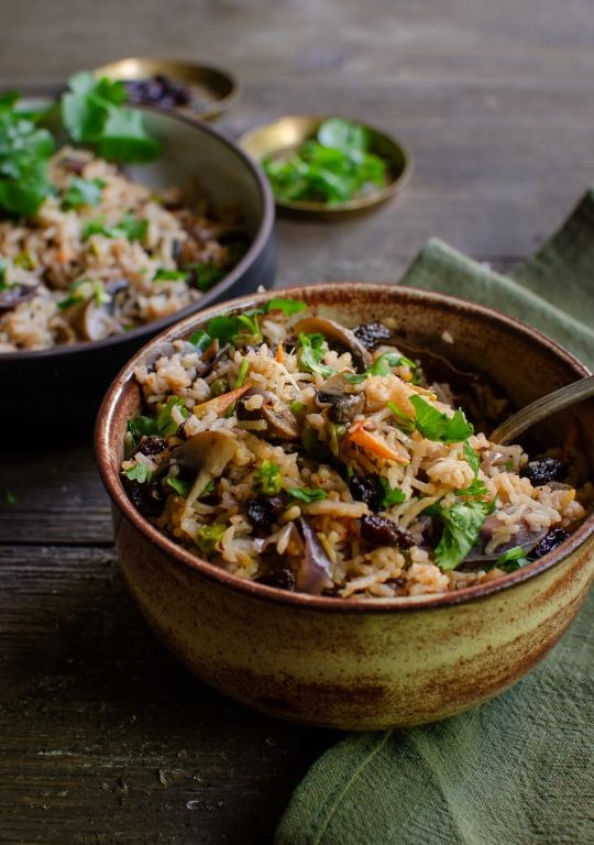 Mushroom Pulao with Whole Spices