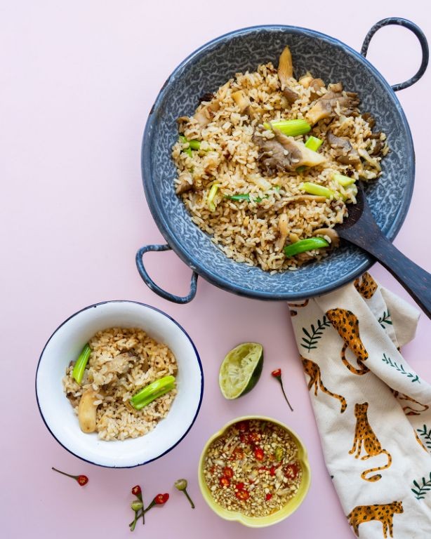 Mushroom and Oyster Sauce Fried Rice