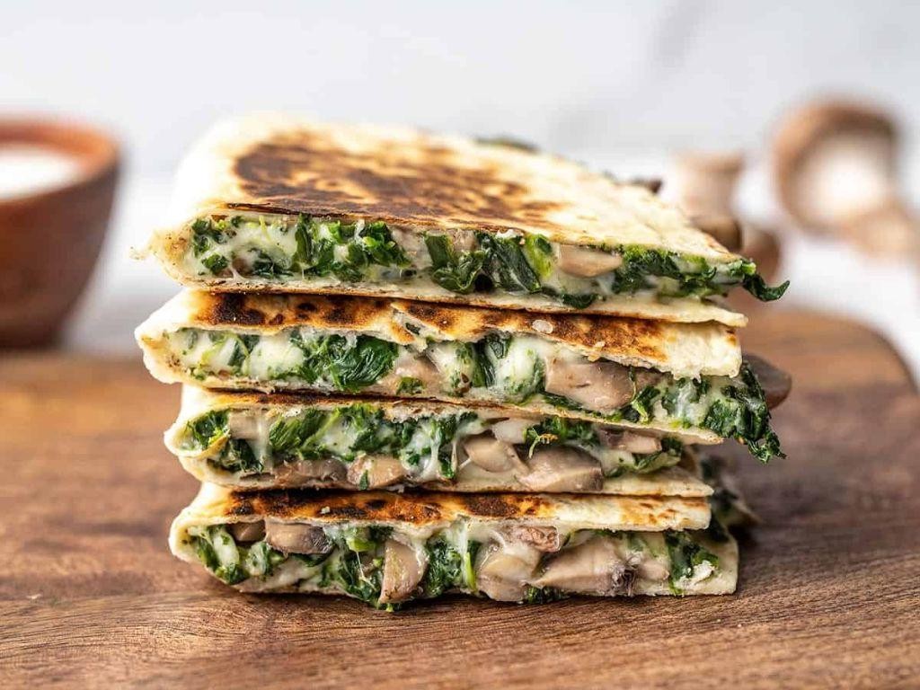 Mushroom and Spinach Quesadilla