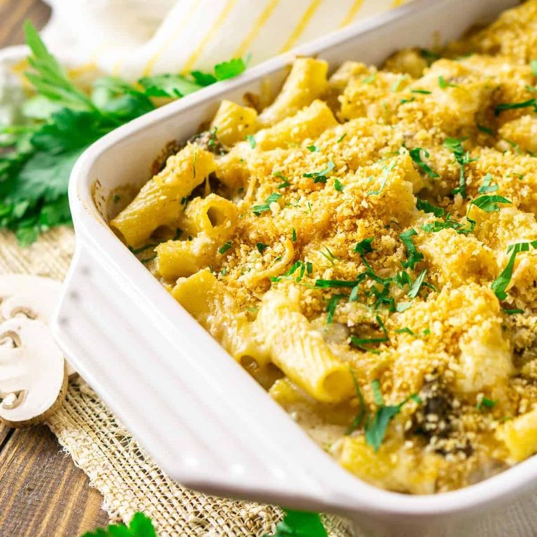 Mushroom and Truffle Oil Baked Mostaccioli