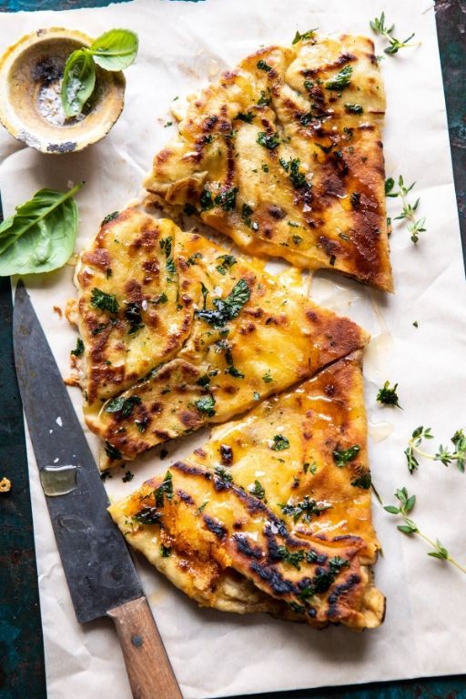 Naan Bread Grilled Cheese with Caramelized Onions