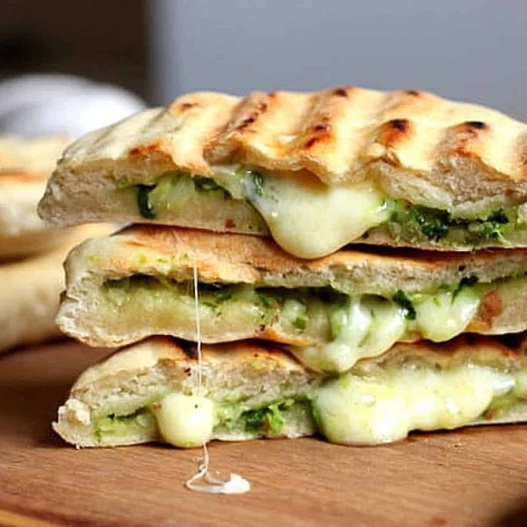 Naan Bread Panini with Pesto and Mozzarella