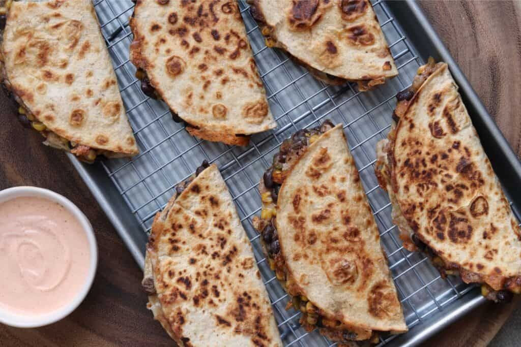 Naan Bread Quesadillas with Black Beans and Corn