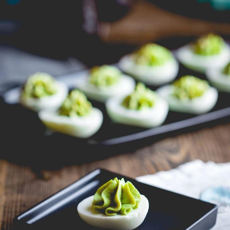 Neufchatel Cheese and Avocado Stuffed Eggs