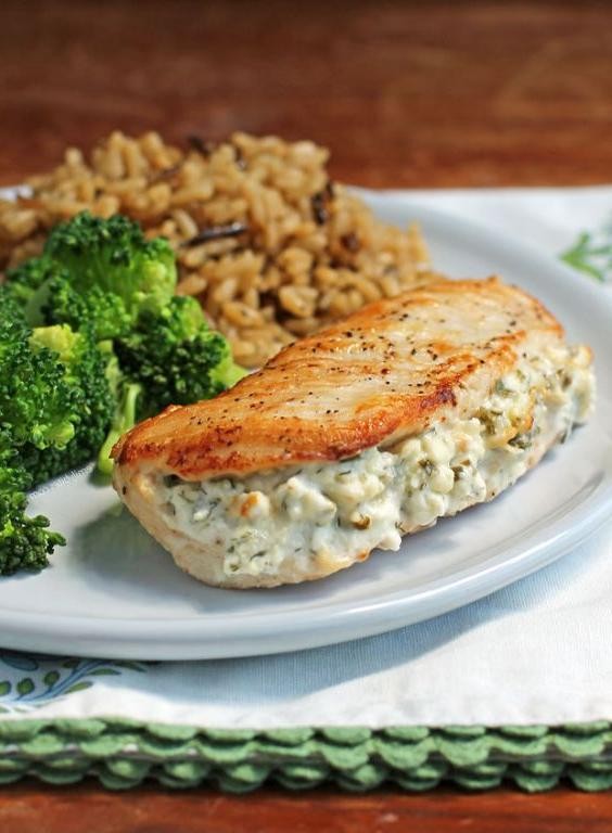 Neufchatel Cheese and Herb Stuffed Chicken