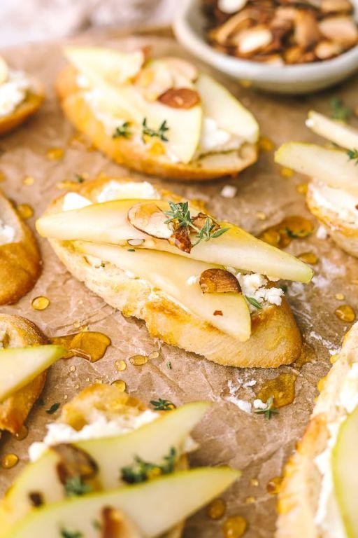 Neufchatel Cheese and Pear Crostini