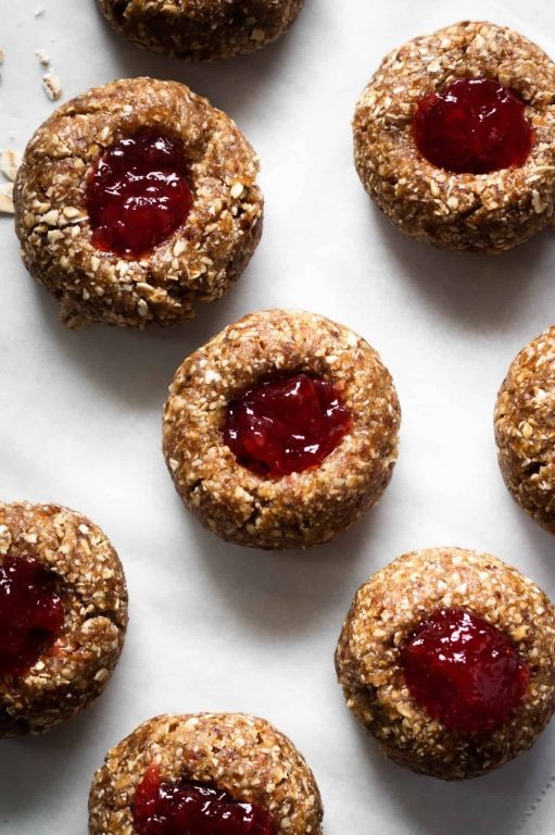 No Bake Raspberry Thumbprint Cookies