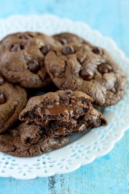 Nutella-Stuffed Double Chocolate Cookies