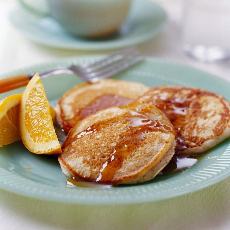 Oat Bran Pancakes with Maple Syrup
