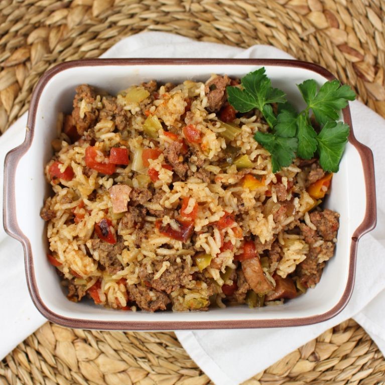 One Pot Ground Beef Jambalaya