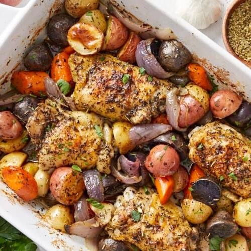One-Pan Chicken Thighs with Vegetables