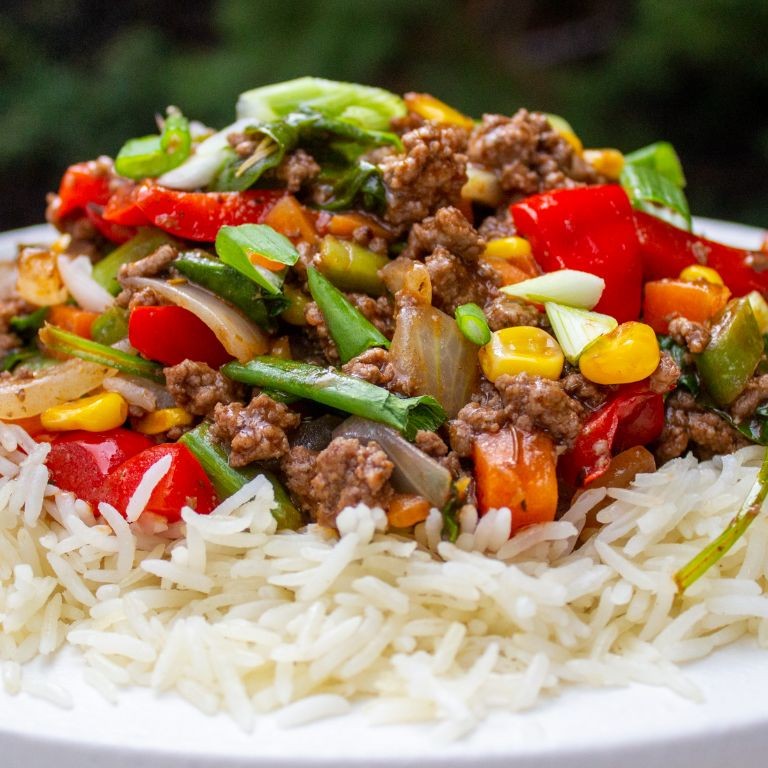 One-Pan Ground Beef and Veggie Stir-Fry
