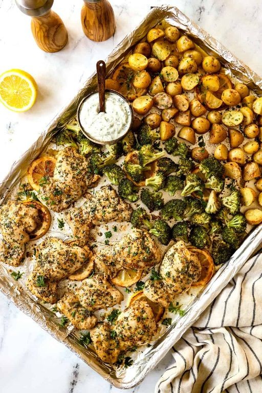 One-Pan Lemon Garlic Chicken and Broccoli