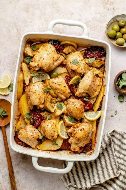 One-Pan Mediterranean Chicken and Potato Bake