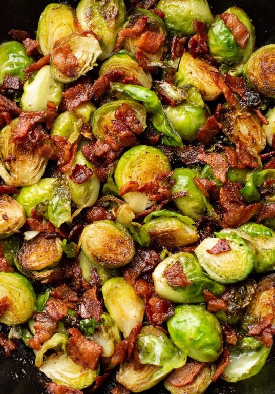One-Pan Roasted Brussels Sprouts with Bacon