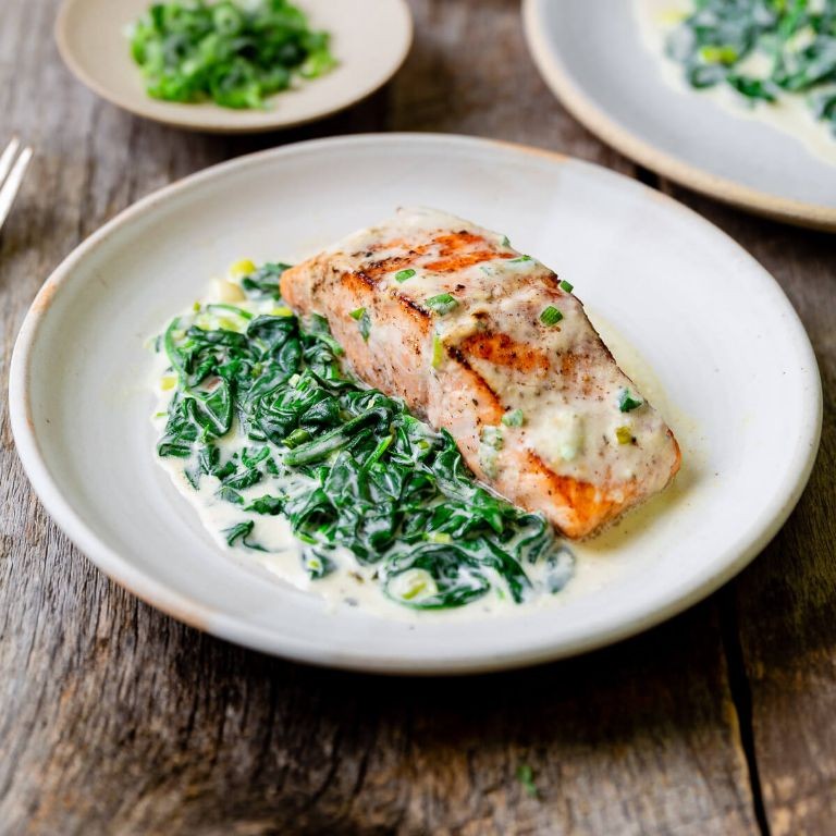 One-Pan Salmon and Spinach Bake