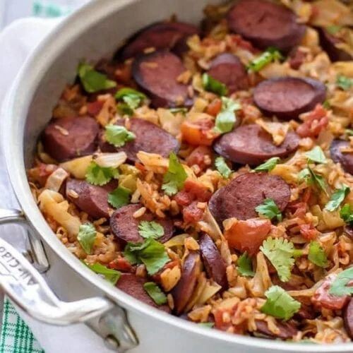 One-Pot Cabbage and Sausage Rice