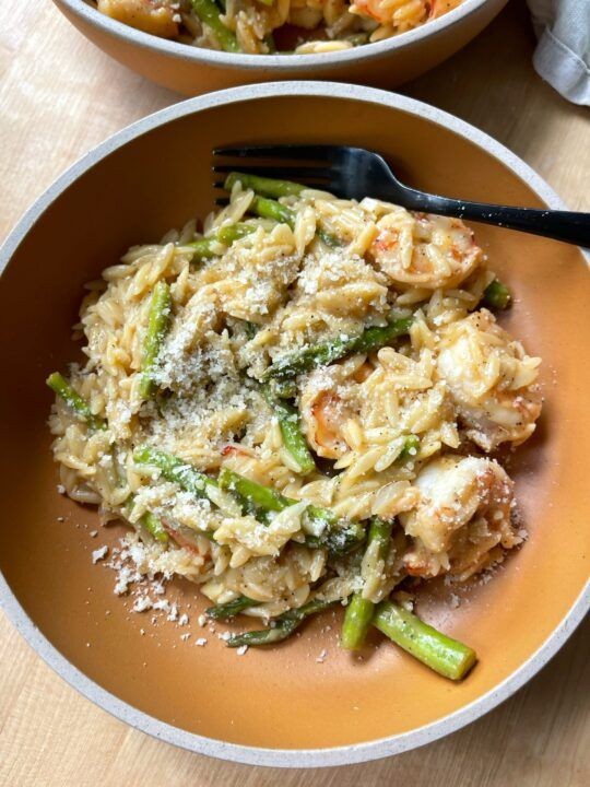 One-Pot Lemon Orzo with Shrimp and Asparagus