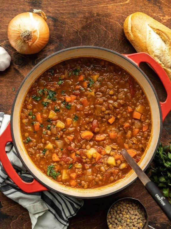 One-Pot Tomato Basil Lentil Soup