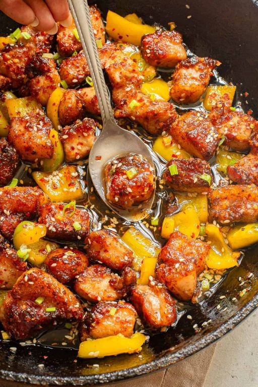 Orange Ginger Glazed Pork Bites