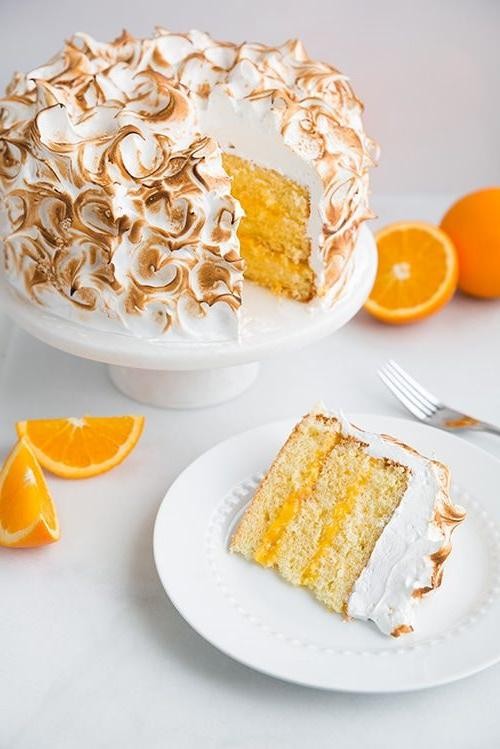 Orange Meringue Cake with Whipped Cream