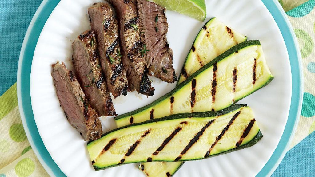 Oregano-Marinated Grilled Steak with Zucchini