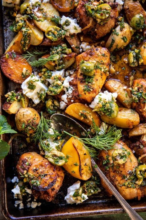 Oven-Baked Greek Chicken Thighs with Potatoes
