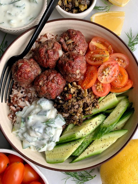 Oven-Baked Greek Lamb Meatballs with Tzatziki