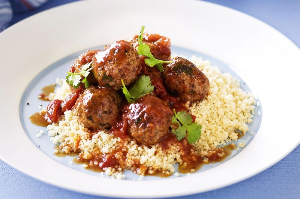 Oven-Baked Moroccan Meatballs with Couscous