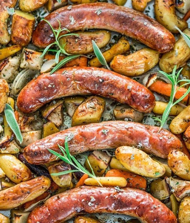 Oven-Baked Sausage with Apples and Onions
