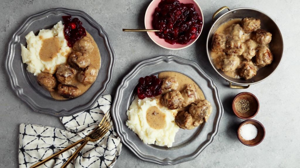 Oven-Baked Swedish Meatballs with Lingonberry Jam